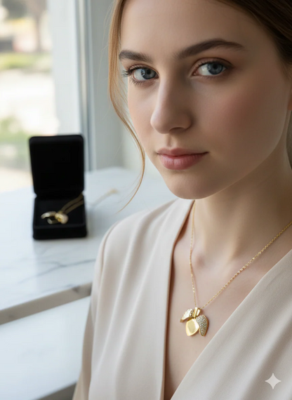 💖 Elegant Gold Heart Pendant Necklace – Crystal Heart Charm with Chain for Women 💎✨